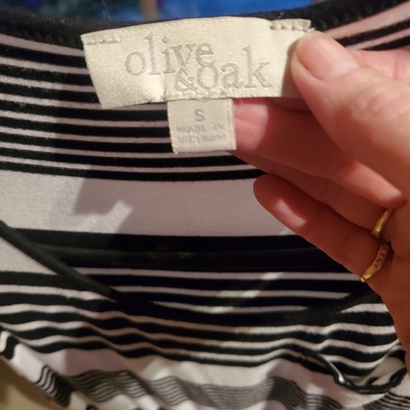 Olive & Oak Sleeveless‎ Black & White Striped Stretchy Cinched Tank Sz. S Dress - Picture 3 of 7